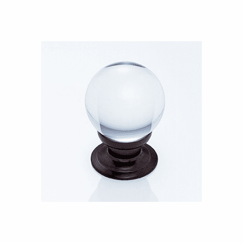 JVJ 53012 Pure Elegance Collection Old World Bronze Finish 31% Leaded Crystal 30 mm Smooth Round Knob, Leaded Crystal and Solid Brass