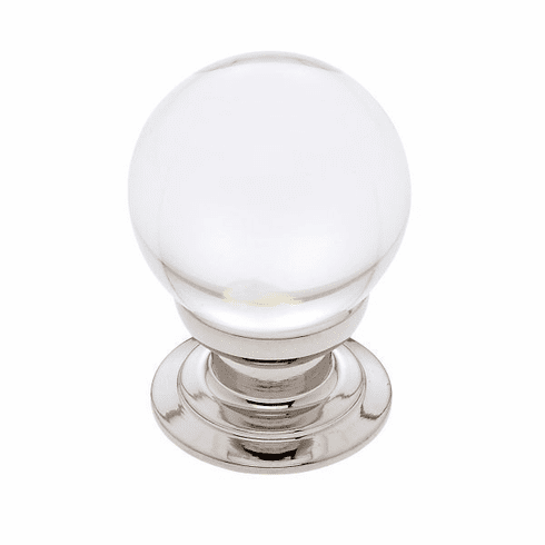 JVJ 53014-D 30 mm Smooth Crystal Knob Polished Nickel