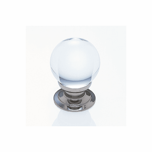 JVJ 53014 Pure Elegance Collection Polished Nickel Finish 31% Leaded Crystal 30 mm Smooth Round Knob, Leaded Crystal and Solid Brass