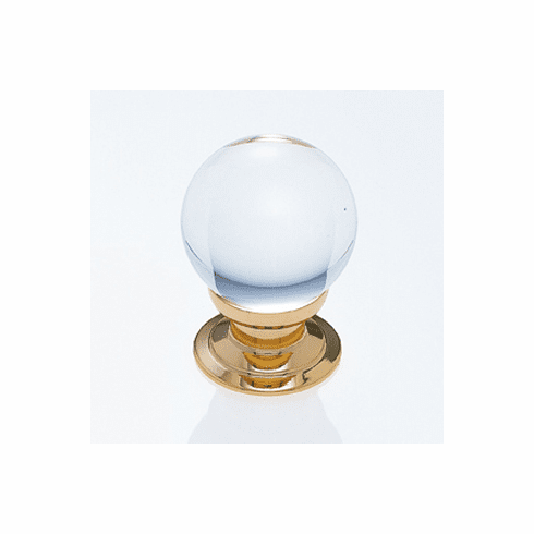 JVJ 53024 Pure Elegance Collection 24K Gold Plated Finish 31% Leaded Crystal 30 mm Smooth Round Knob, Leaded Crystal and Solid Brass