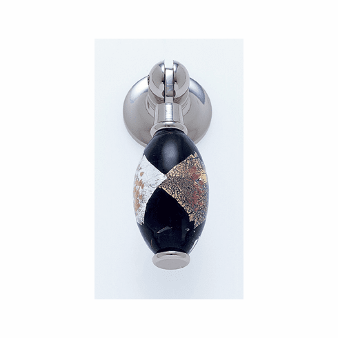 JVJ 53414 Murano Collection Polished Nickel Finish 30 mm Gold w/Silver and Black Drop Pendant Pull, Glass and Solid Brass and Solid Brass