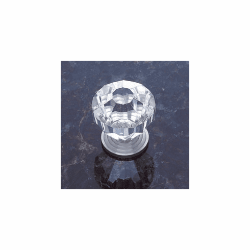 JVJ 53646 Classic Collection Satin Nickel Finish Acrylic “Crystal” 1-1/4” Knob, Solid Brass/Acrylic