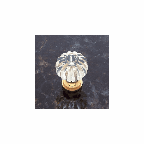 JVJ 53704 Classic Collection Solid Brass Finish Acrylic “Crystal” 1” Knob, Solid Brass/Acrylic