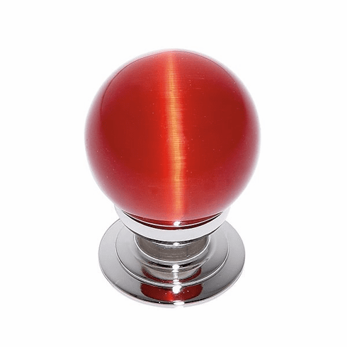 JVJ 53814-D 30 mm Red Cat's Eye Knob Polished Nickel
