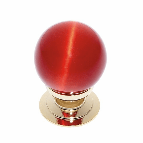 JVJ 53824-D 30 mm Red Cat's Eye Knob 24k Gold