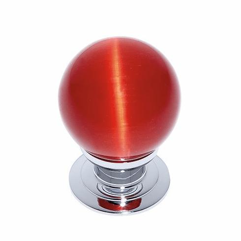 JVJ 53826-D 30 mm Red Cat's Eye Knob Polished Chrome