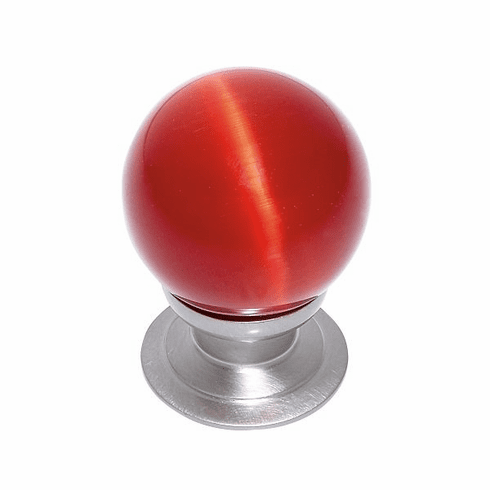 JVJ 53846-D 30 mm Red Cat's Eye Knob Satin Nickel
