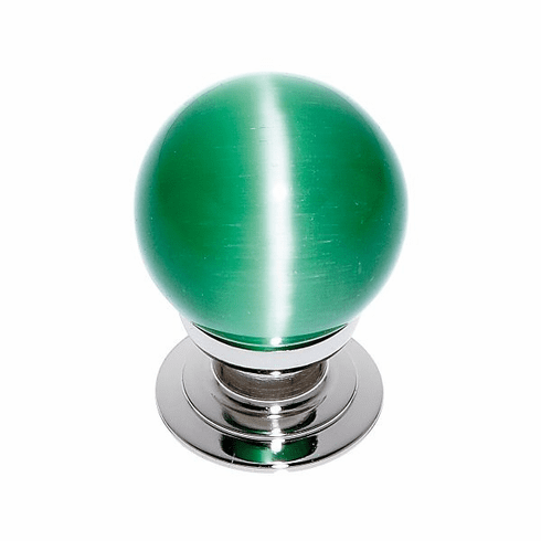 JVJ 54214-D 30 mm Green Cat's Eye Knob Polished Nickel