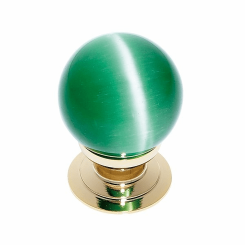 JVJ 54224-D 30 mm Green Cat's Eye Knob 24k Gold