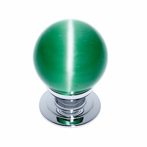 JVJ 54226-D 30 mm Green Cat's Eye Knob Polished Chrome
