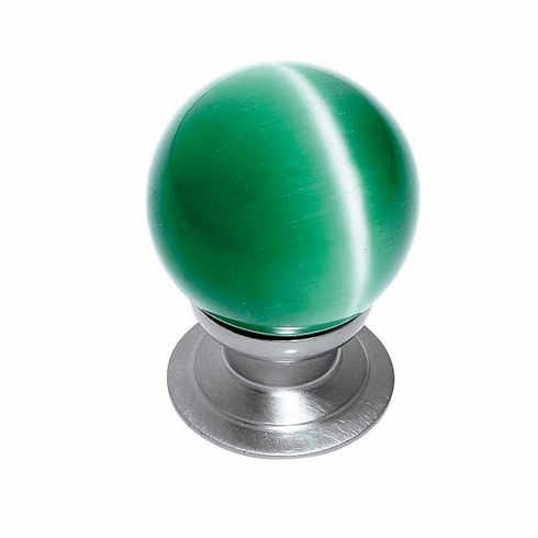 JVJ 54246-D 30 mm Green Cat's Eye Knob Satin Nickel
