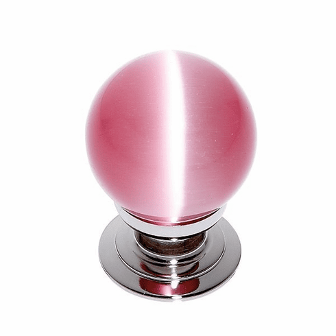 JVJ 54314-D 30 mm Pink Cat's Eye Knob Polished Nickel