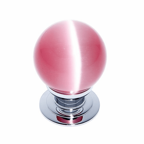 JVJ 54326-D 30 mm Pink Cat's Eye Knob Polished Chrome