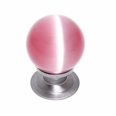 JVJ 54346-D 30 mm Pink Cat's Eye Knob Satin Nickel