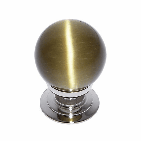 JVJ 54414-D 30 mm Amber Cat's Eye Knob Polished Nickel