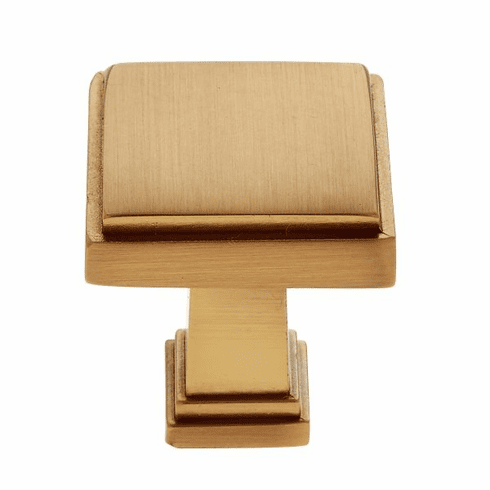 JVJ 55404 Marquee Collection Satin Brass Finish 1-1/4" Square Transitional Knob