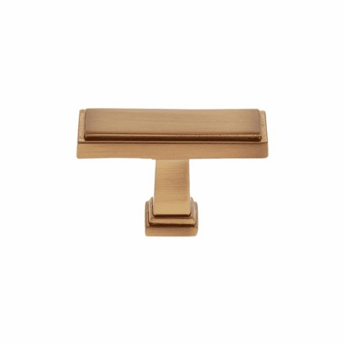 JVJ 55504 Marquee Collection Satin Brass Finish 1-1/2" Rectangle Transitional Knob