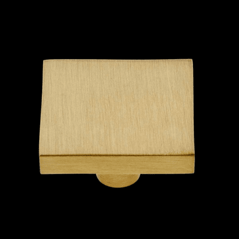 JVJ 56404 Plateau Collection Satin Brass Finish 40 mm Square Knob, Solid Brass