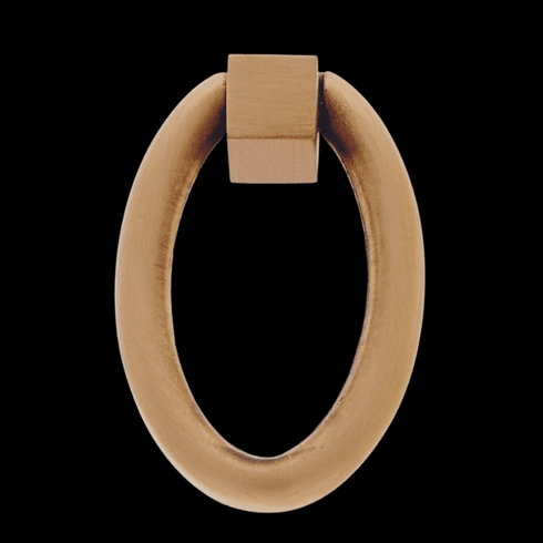 JVJ 63704 Plateau Collection Satin Brass Finish 52 mm x 30 mm (2" x 1-1/8") Oval Ring Drop Pull, Solid Brass