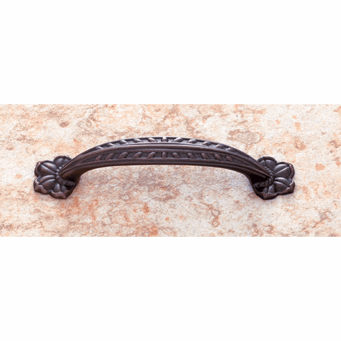 JVJ 66312 Vintage Collection Old World Bronze Finish 96 mm c/c (4-15/16" OA) Leafed Edge Pull