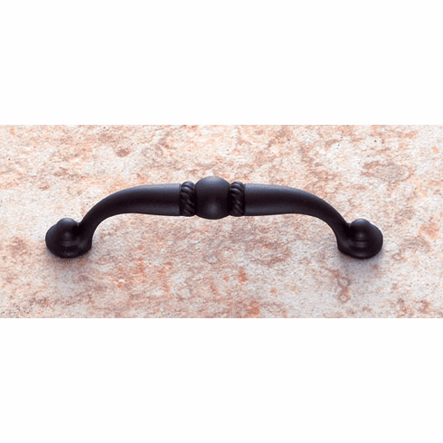 JVJ 68114 Vintage Collection Matte Black Finish 96 mm c/c (4-5/16" OA) Pull w/Bead and Beaded Foot