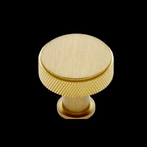 JVJ 81904 Knurled Collection Satin Brass Finish 30 mm Knurled Round Knob, Brass