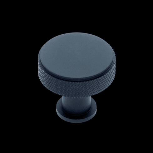 JVJ 81914 Knurled Collection Matte Black Finish 30 mm Knurled Round Knob, Brass