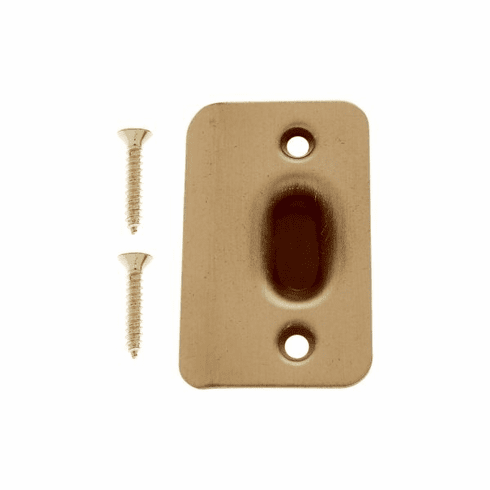JVJ 90804 Satin Brass Finish 1-3/16 X 2-1/4 Strike Plate w/Screws (Poly-Bagged),  Steel
