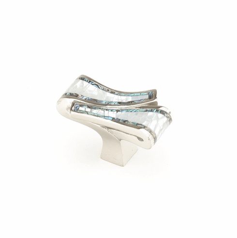 Schaub 661-PN Avalon Bay, Knob, Folded Rectangle, White Mother of Pearl and Imperial Shell inlaid on Solid Brass, Polished Nickel Finish