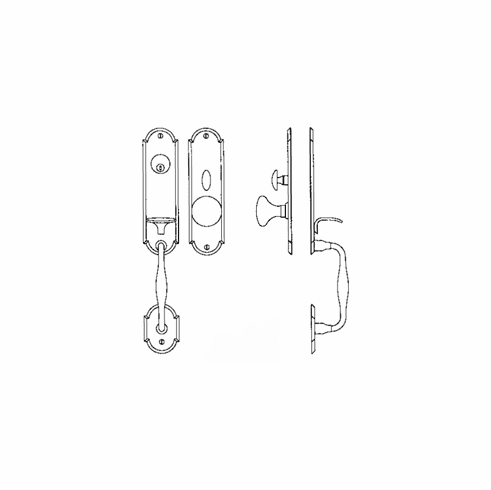 Laforge 2802-144-012 Entrance Handle Set - Complete single cylinder set for 1 3/4" door L:92mm W:63mm P:6mm Pewter