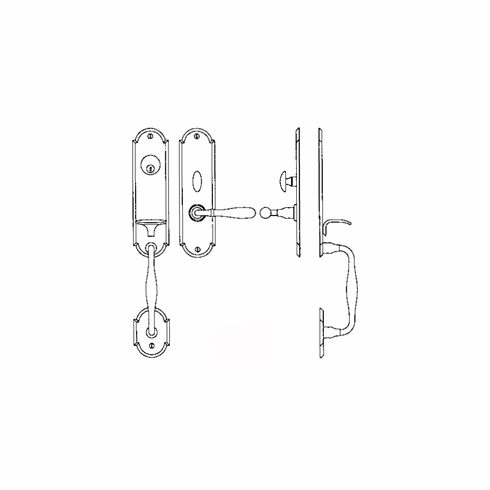 Laforge 2803-144-012 Entrance Handle Set - Complete single cylinder set for 1 3/4" door L:235mm W:63mm P:6mm Pewter