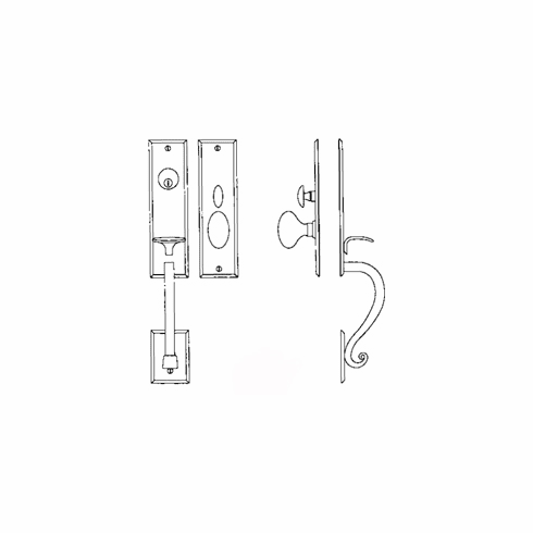 Laforge 2805-144-012 Entrance Handle Set - Complete single cylinder set for 1 3/4" door L:92mm W:63mm P:6mm Pewter