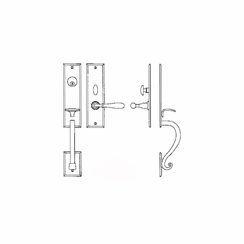 Laforge 2807-144-012 Entrance Handle Set - Complete single cylinder set for 1 3/4" door L:235mm W:63mm P:6mm Pewter