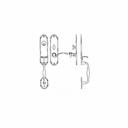 Laforge 2809-144-012 Entrance Handle Set - Complete single cylinder set for 1 3/4" door L:235mm W:63mm Pewter