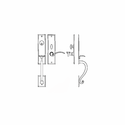 Laforge 2810-100-012 Entrance Handle Set - Trim set without mechanism L:235mm W:63mm Pewter