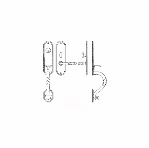 Laforge 2812-160-012 Entrance Handle Set - Complete single cylinder set for 2 1/4" door L:235mm W:63mm Pewter