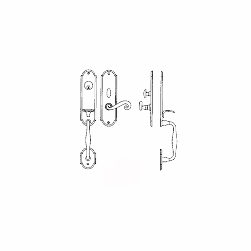 Laforge 2813-160-012 Entrance Handle Set - Complete single cylinder set for 2 1/4" door L:235mm W:63mm Pewter