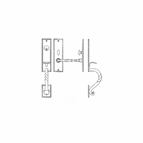Laforge 2815-144-012 Entrance Handle Set - Complete single cylinder set for 1 3/4" door L:235mm W:63mm Pewter