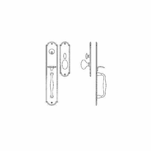Laforge 2817-100-012 Entrance Handle Set - Trim set without mechanism L:235mm W:63mm Pewter