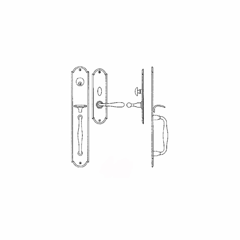Laforge 2819-160-007 Entrance Handle Set - Complete single cylinder set for 2 1/4" door L:435mm W:75mm Black