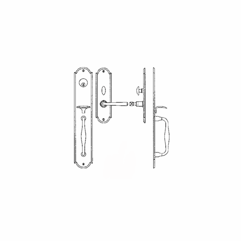Laforge 2820-160-012 Entrance Handle Set - Complete single cylinder set for 2 1/4" door L:435mm W:75mm Pewter