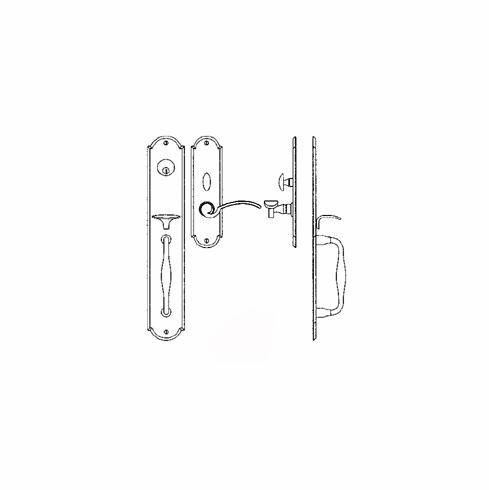 Laforge 2821-144-012 Entrance Handle Set - Complete single cylinder set for 1 3/4" door L:435mm W:75mm Pewter