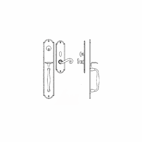 Laforge 2824-144-012 Entrance Handle Set - Complete single cylinder set for 1 3/4" door L:435mm W:75mm Pewter