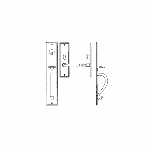 Laforge 2828-144-012 Entrance Handle Set - Complete single cylinder set for 1 3/4" door L:430mm W:75mm Pewter