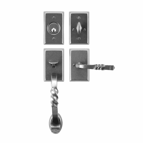 Laforge 2853-144-012 Tubular Entrance Handle Set - Complete single cylinder set for 1 3/4" door L:103mm W:65mm Pewter