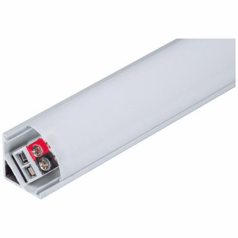 LR1P324V33-05W4 30-1/4" 242 Lumens 24-volt Accent Output Linear Fixture, Fits 33" Wall Cabinet, 5 Watts, Angled 003 Profile, Single-white, Cool White 4000K