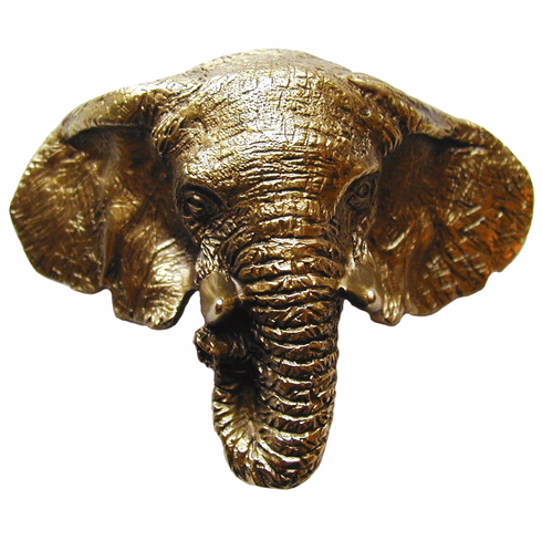 NHBP-853-AB Goliath (Elephant) Bin Pull Antique Brass 3" CC 3-5/8" x 2-3/4" 1" Proj Lodge & Nature Collection by Notting Hill