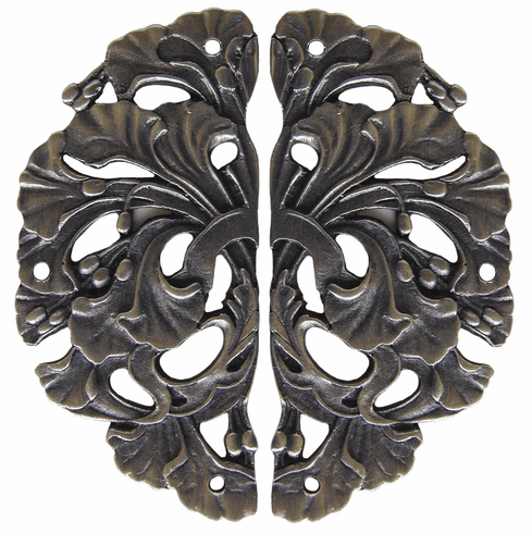 NHH-902-AP Florid Leaves Hinge Plate Antique Pewter (sold in pairs) 1-1/4" w x 2-1/2" h 1/8" Proj Florals & Leaves Collection by Notting Hill