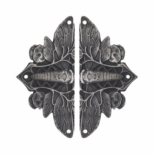 NHH-920-AP Cicada on Leaves Hinge Plate Antique Pewter (sold in pairs) 1-1/4" w x 2-5/8" h 1/8" Proj Period Pieces Collection by Notting Hill