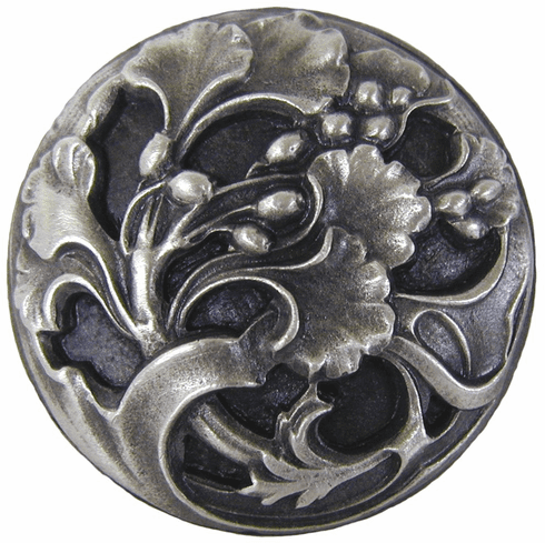 NHK-102-AP Florid Leaves Knob Antique Pewter 1-3/8" Dia 7/8" Proj Florals & Leaves Collection by Notting Hill